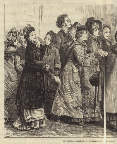 A eleição geral, uma delegação sobre o tema dos direitos da mulher de Frederick Barnard